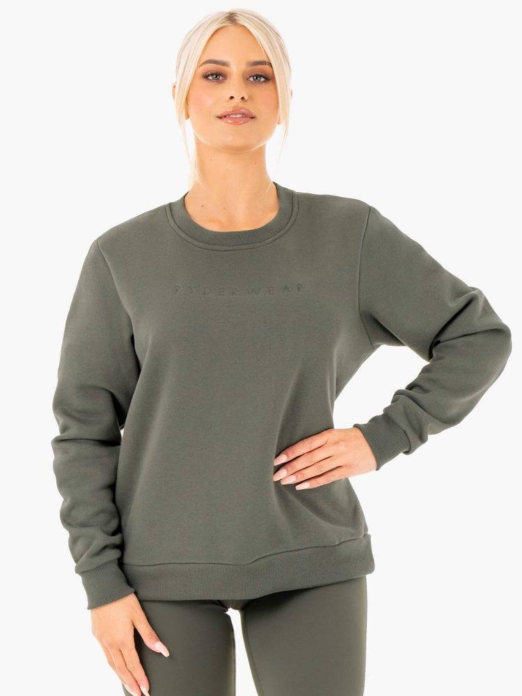 Ryderwear Women Sweaters Motion Oversized Women's Sweaters Khaki | CA1581BC