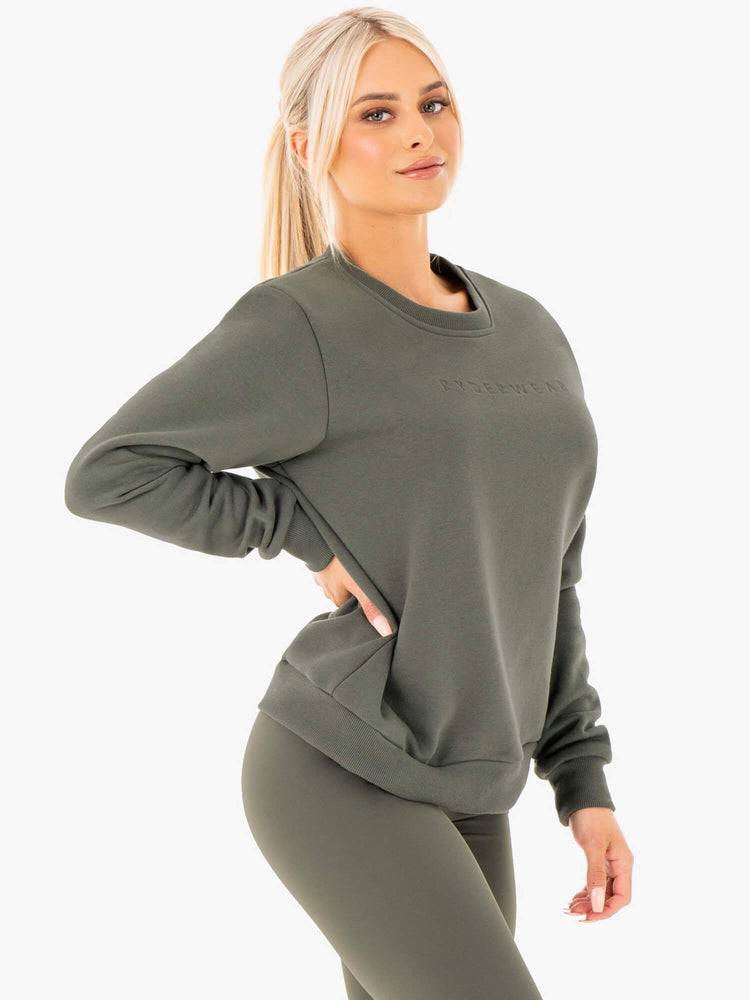 Ryderwear Women Sweaters Motion Oversized Women's Sweaters Khaki | CA1581BC