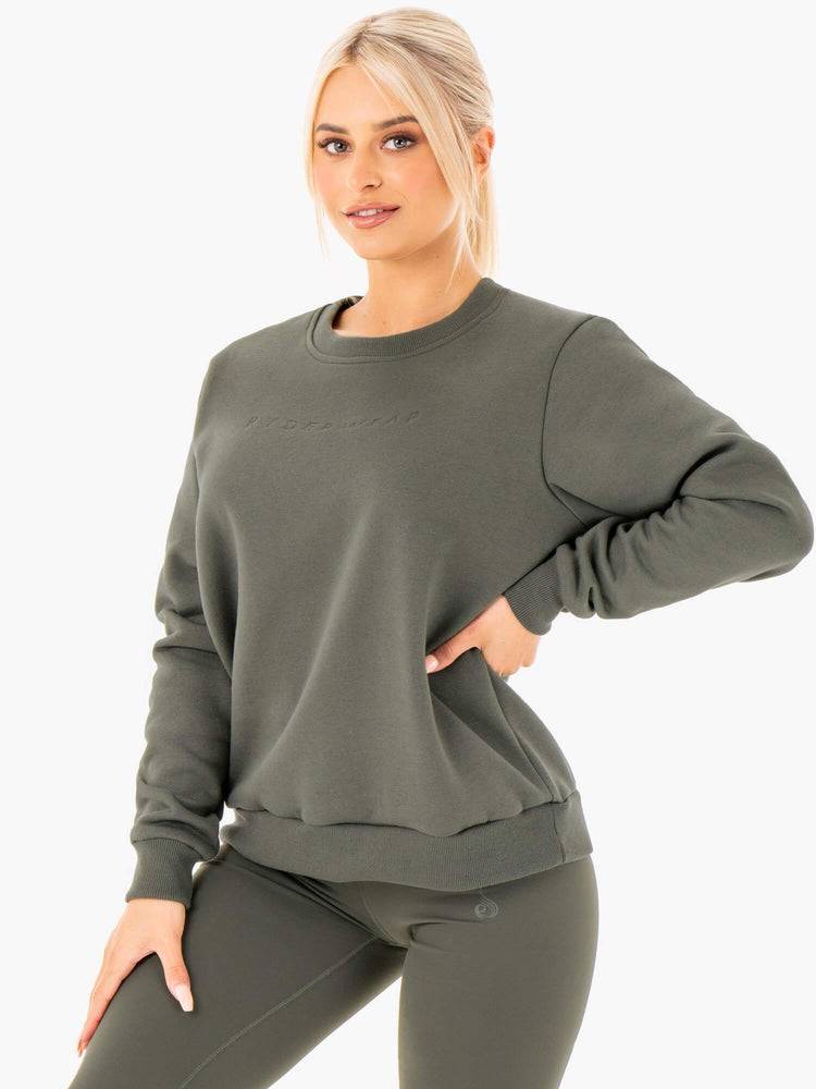 Ryderwear Women Sweaters Motion Oversized Women\'s Sweaters Khaki | CA1581BC