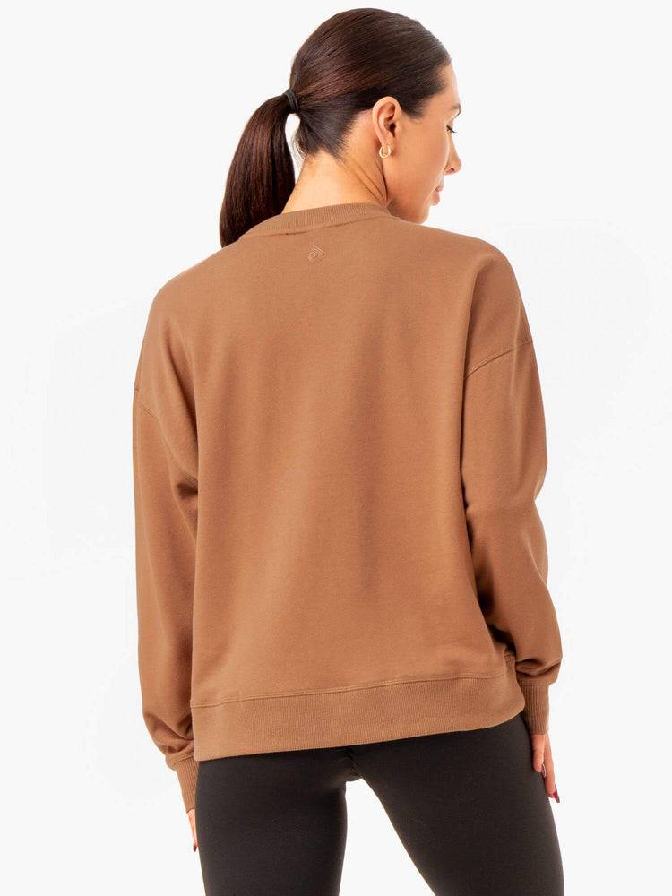 Ryderwear Women Sweaters Recover Lightweight Women's Sweaters Mocha | CA1515PQ