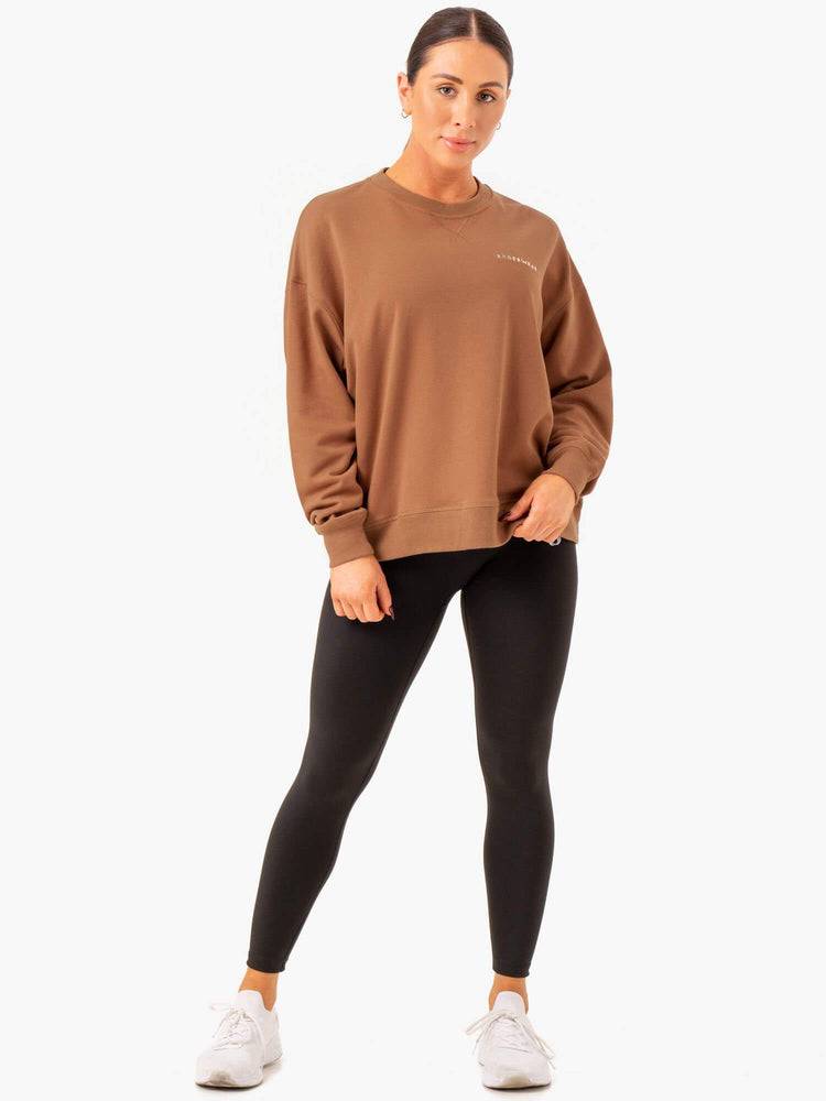 Ryderwear Women Sweaters Recover Lightweight Women's Sweaters Mocha | CA1515PQ