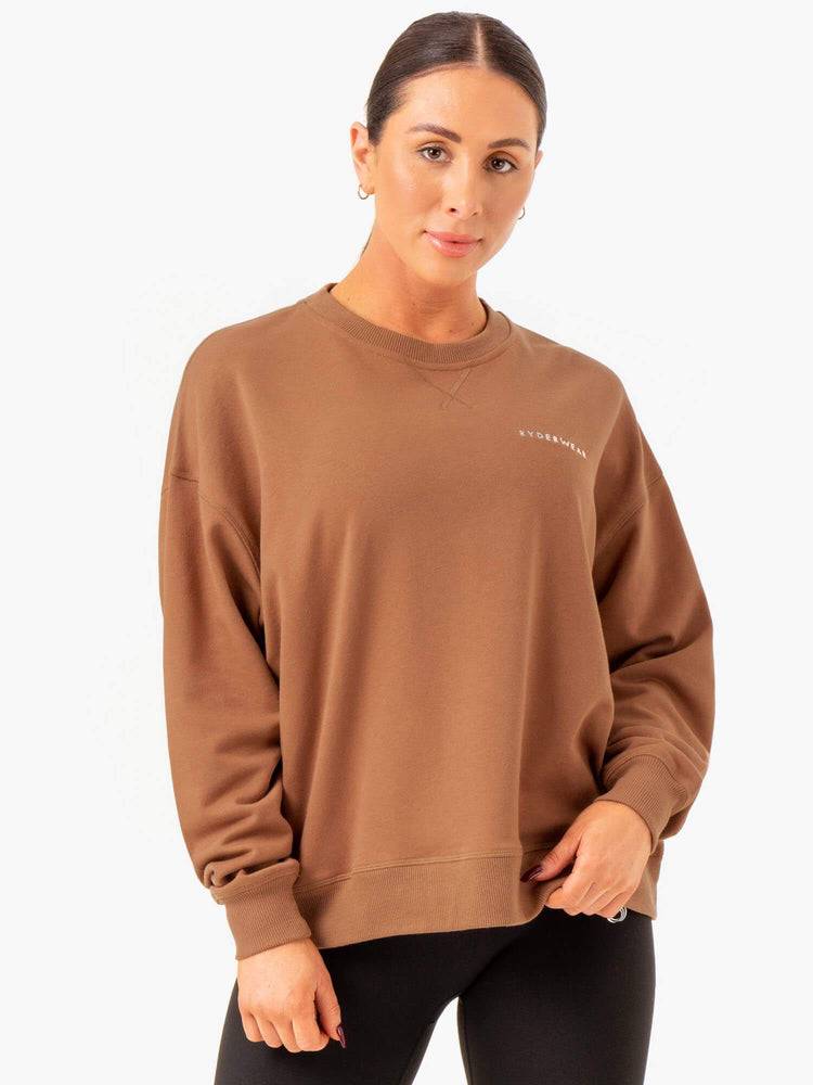 Ryderwear Women Sweaters Recover Lightweight Women\'s Sweaters Mocha | CA1515PQ