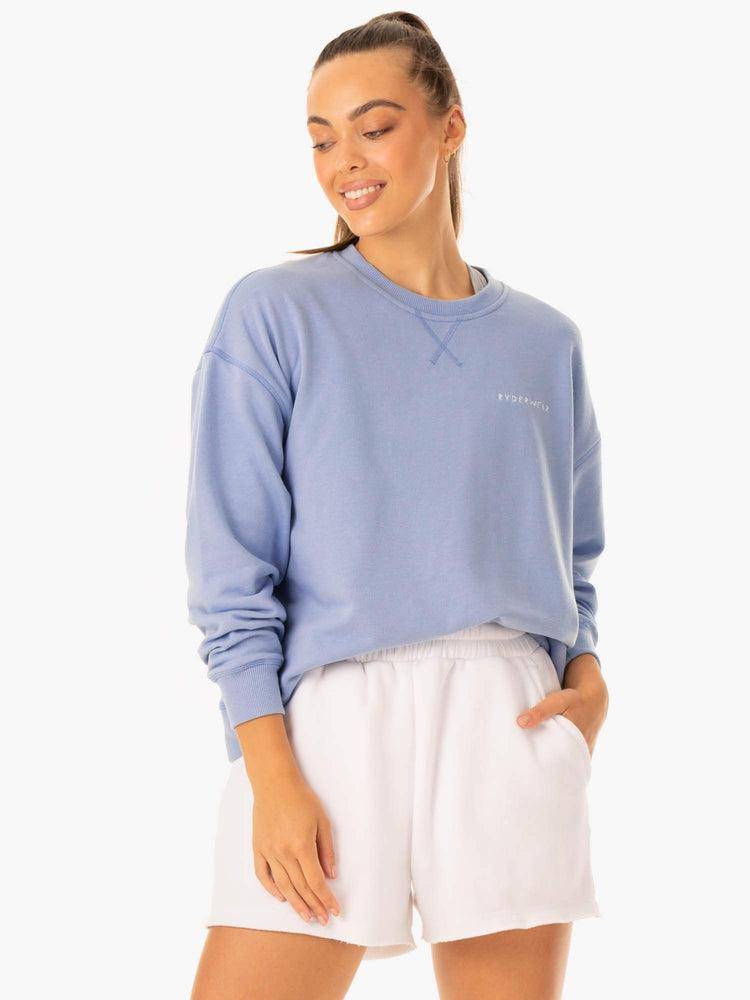 Ryderwear Women Sweaters Recover Lightweight Women's Sweaters Dusty Blue | CA1580VD