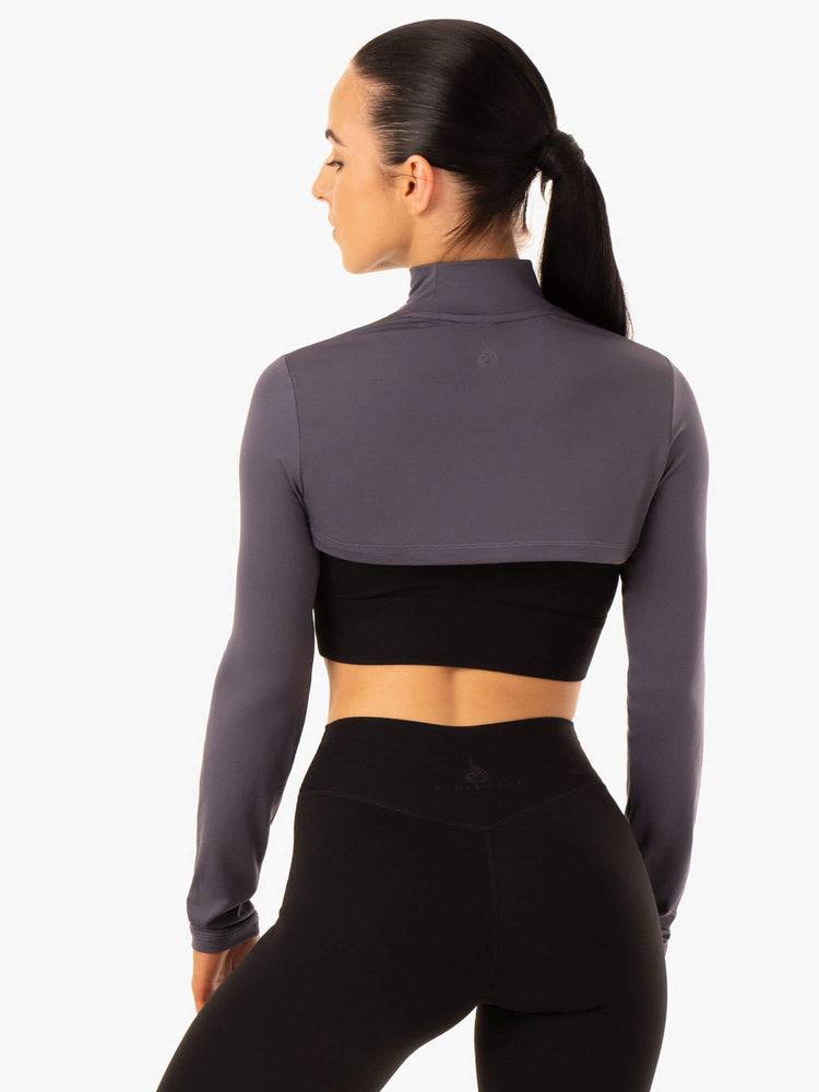 Ryderwear Women Sweaters Replay Super Crop Women's Sweaters Charcoal | CA1512UT