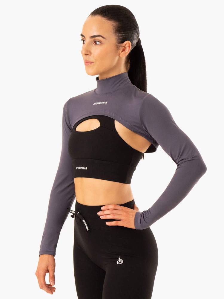 Ryderwear Women Sweaters Replay Super Crop Women's Sweaters Charcoal | CA1512UT