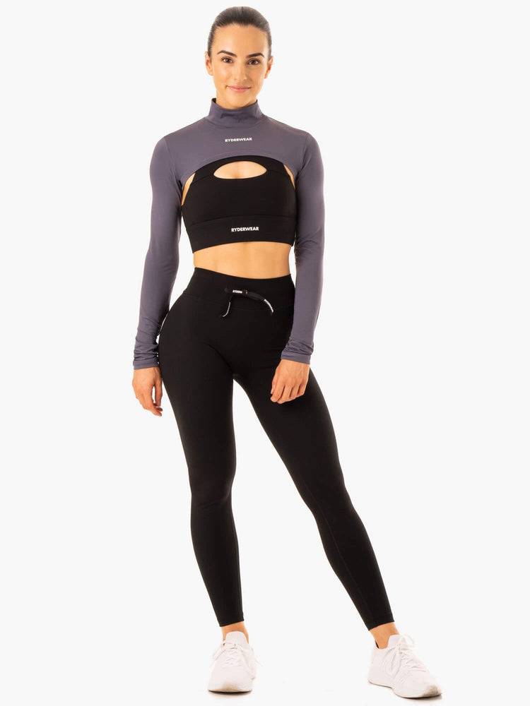 Ryderwear Women Sweaters Replay Super Crop Women's Sweaters Charcoal | CA1512UT