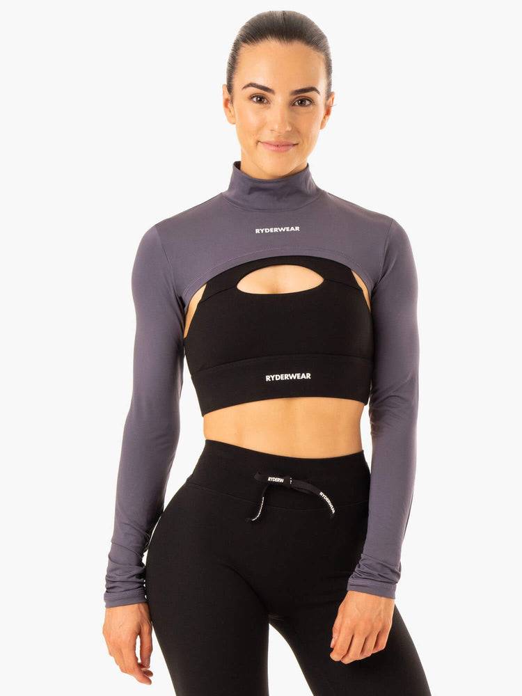 Ryderwear Women Sweaters Replay Super Crop Women\'s Sweaters Charcoal | CA1512UT