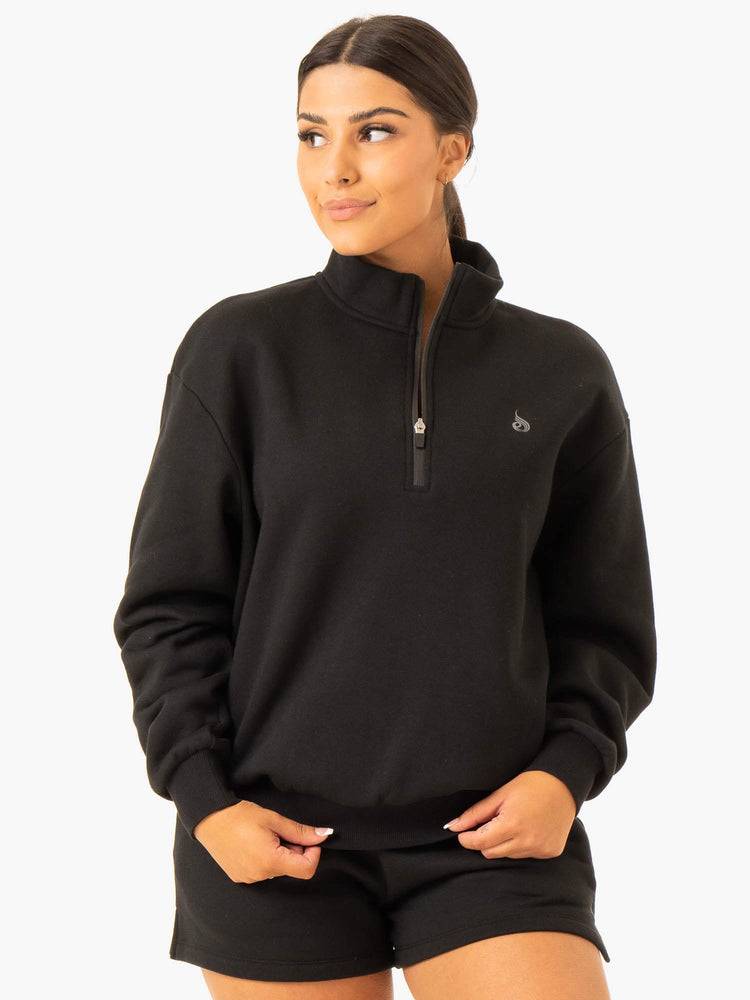 Ryderwear Women Sweaters Restore Half Zip Women\'s Sweaters Black | CA1551ZG