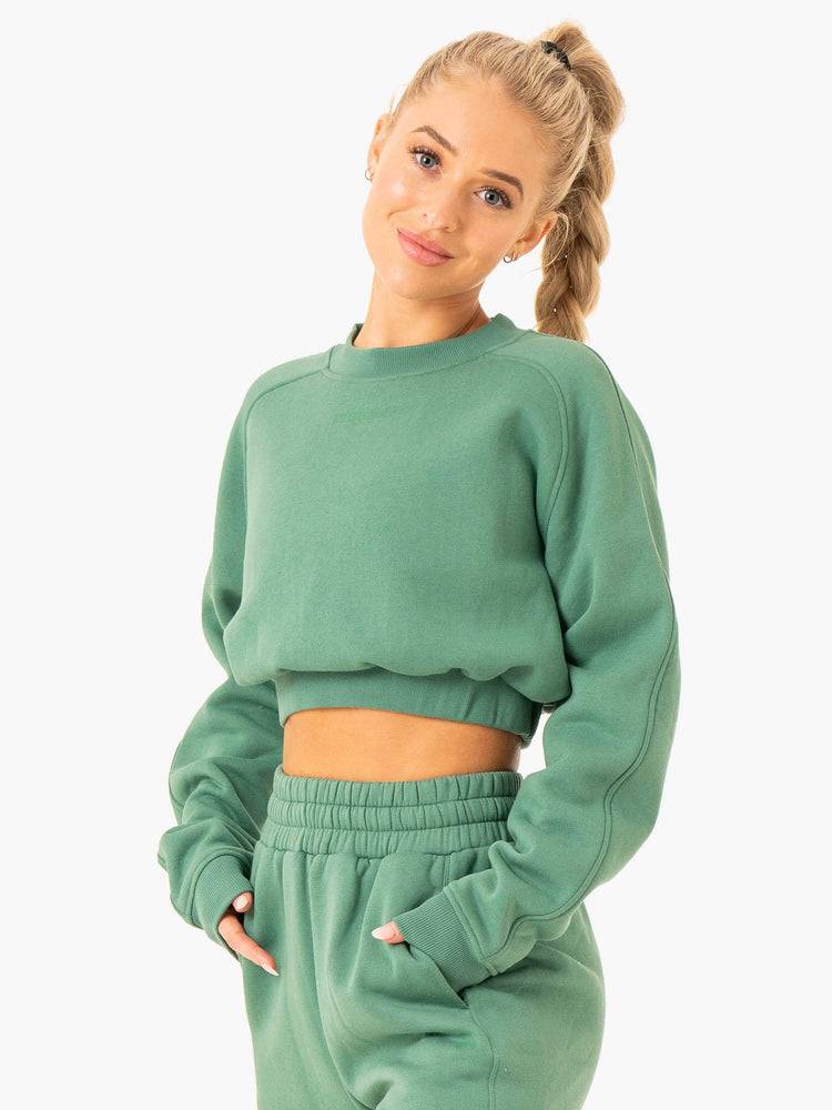 Ryderwear Women Sweaters Sideline Women's Sweaters Forest Green | CA1505MA