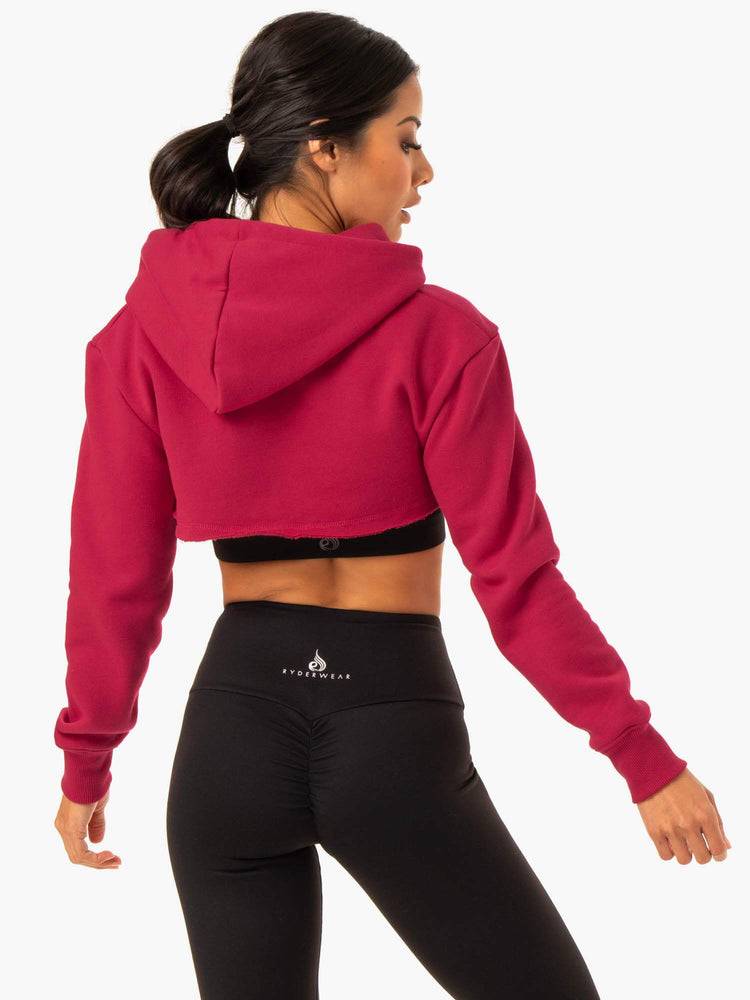 Ryderwear Women Sweaters Staples Super Crop Women's Sweaters Wine Red | CA1560EX