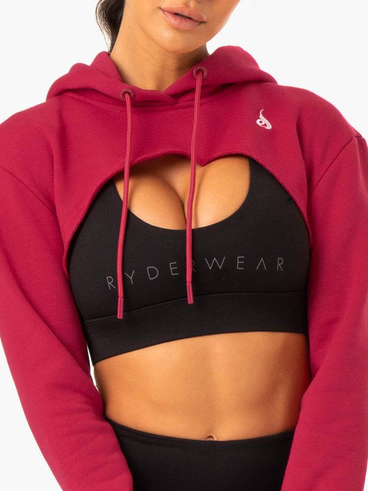 Ryderwear Women Sweaters Staples Super Crop Women's Sweaters Wine Red | CA1560EX