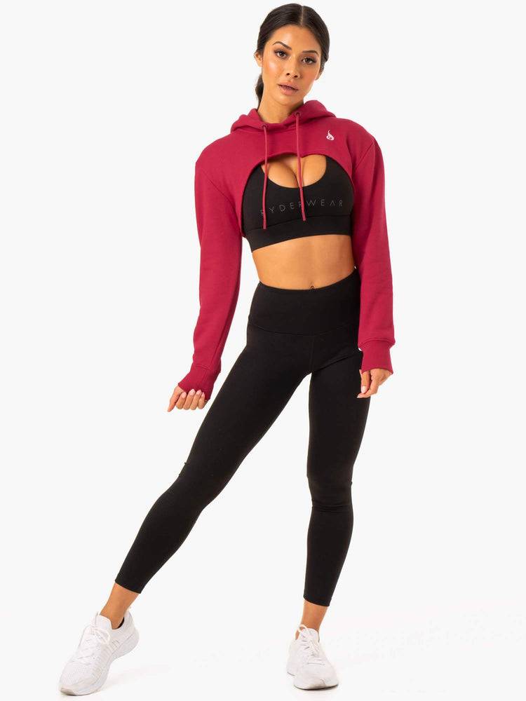 Ryderwear Women Sweaters Staples Super Crop Women's Sweaters Wine Red | CA1560EX