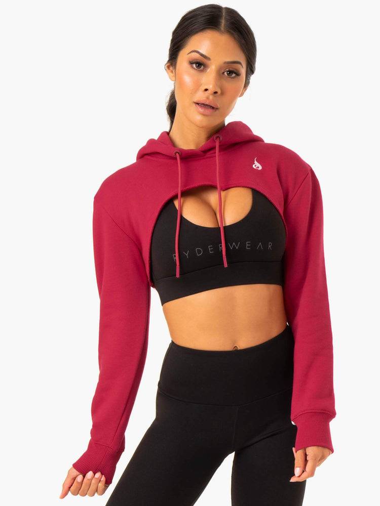 Ryderwear Women Sweaters Staples Super Crop Women\'s Sweaters Wine Red | CA1560EX