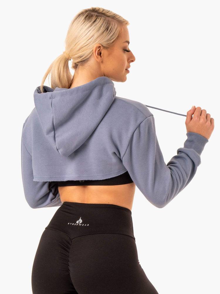 Ryderwear Women Sweaters Staples Super Crop Women's Sweaters Steel Grey | CA1574JJ