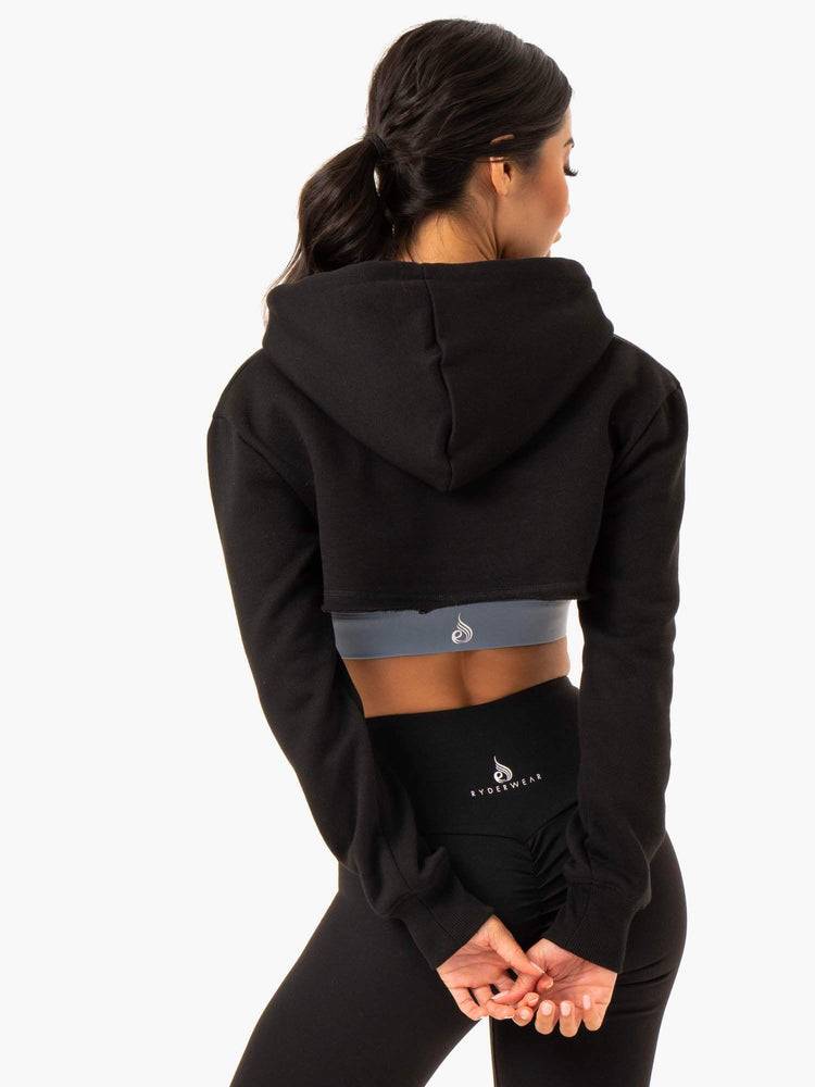 Ryderwear Women Sweaters Staples Super Crop Women's Sweaters Black | CA1577ZG