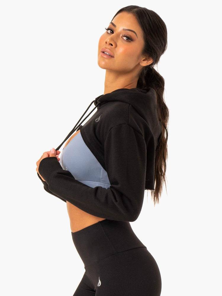 Ryderwear Women Sweaters Staples Super Crop Women's Sweaters Black | CA1577ZG