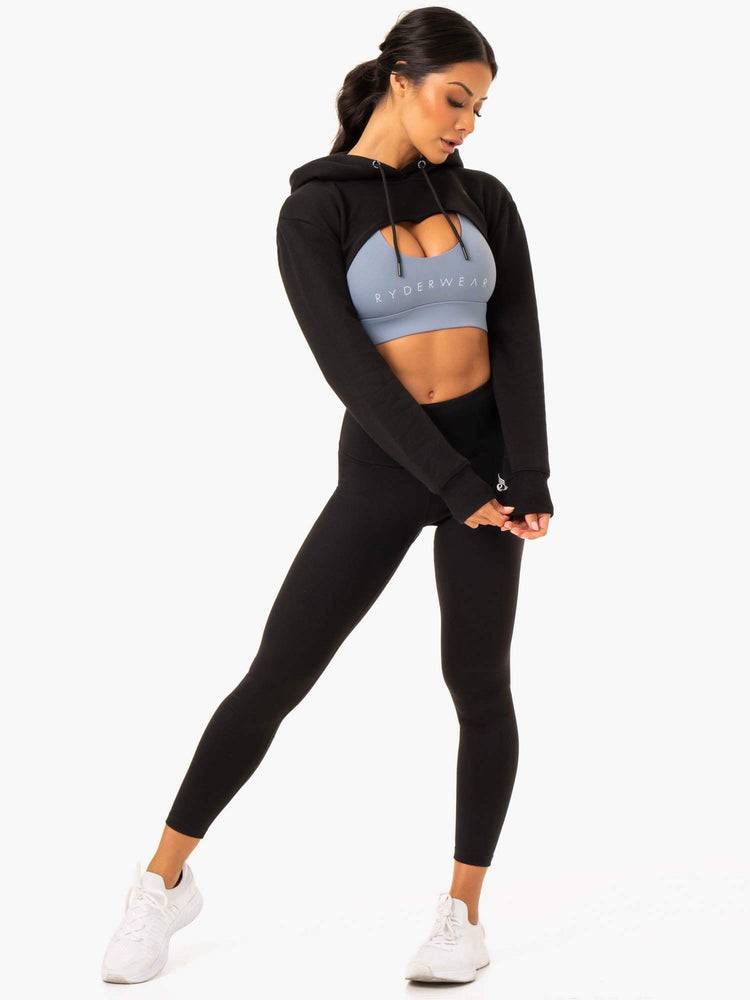 Ryderwear Women Sweaters Staples Super Crop Women's Sweaters Black | CA1577ZG