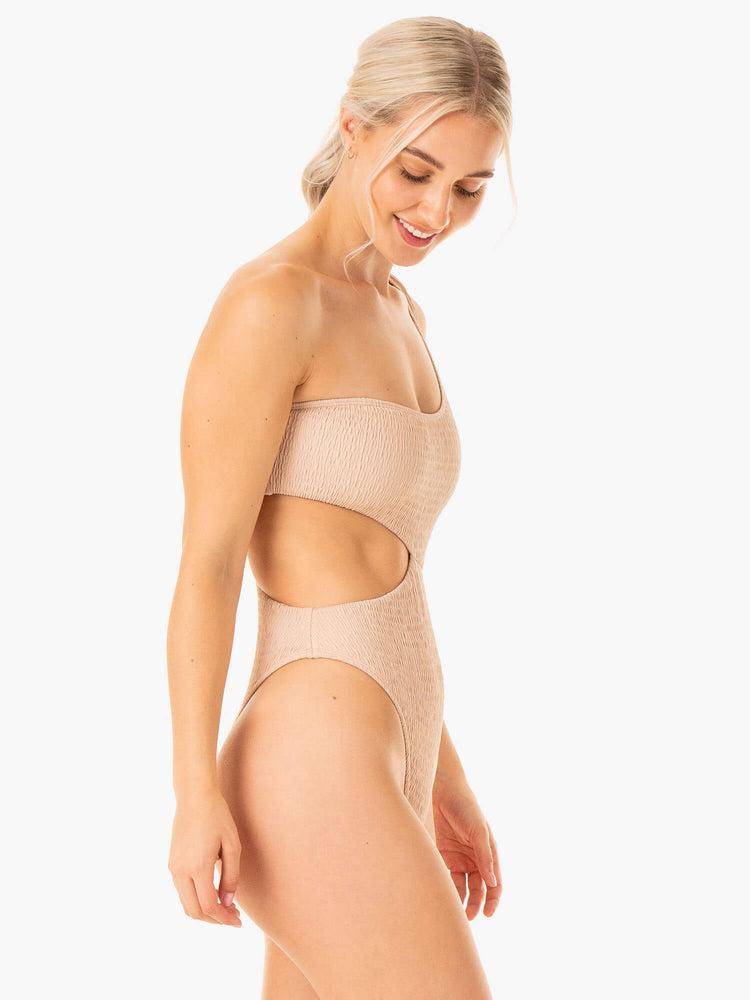 Ryderwear Women Swimwear Paradise Cut Out One Piece Women's Swimwear Sand | CA1499ZG