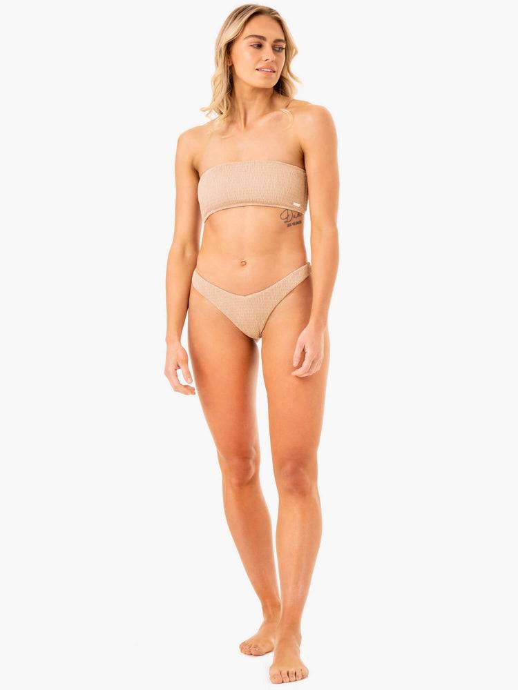 Ryderwear Women Swimwear Paradise V Bikini Bottom Women's Swimwear Sand | CA1491SO