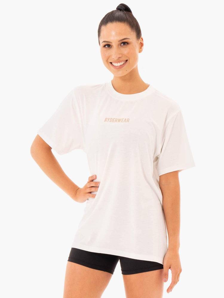 Ryderwear Women T Shirts Define Long Line Women's T Shirts White | CA1449CE