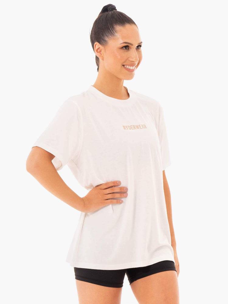 Ryderwear Women T Shirts Define Long Line Women's T Shirts White | CA1449CE