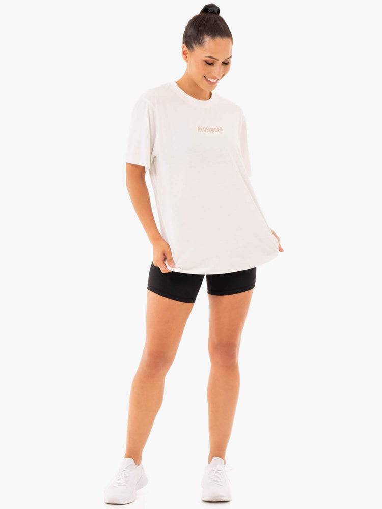 Ryderwear Women T Shirts Define Long Line Women's T Shirts White | CA1449CE