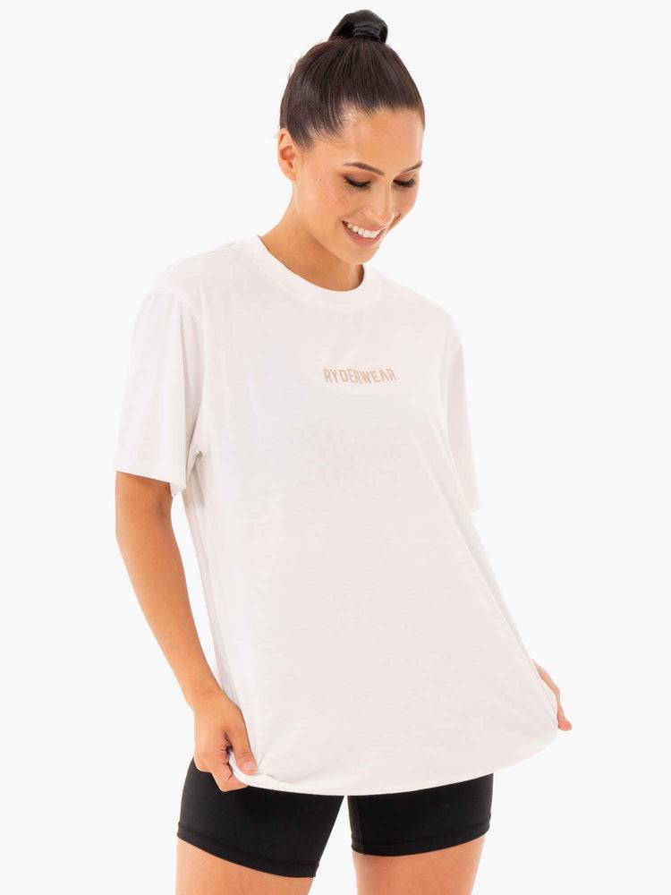 Ryderwear Women T Shirts Define Long Line Women\'s T Shirts White | CA1449CE