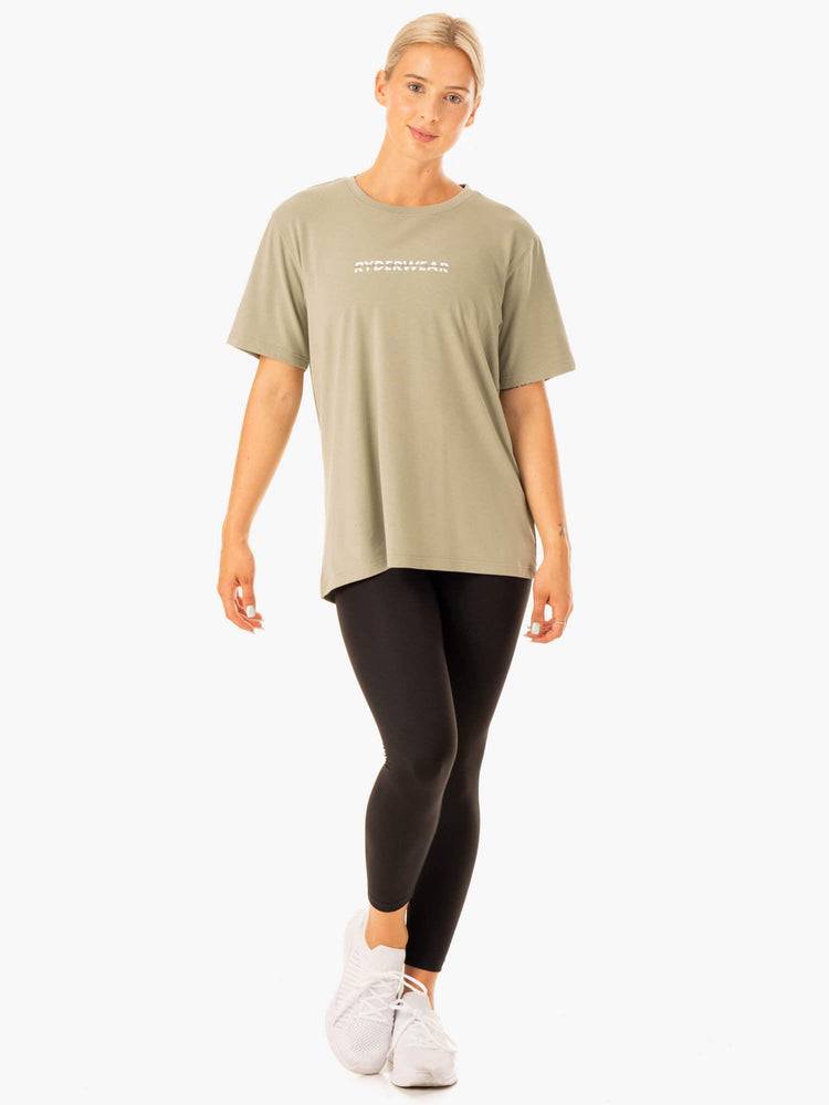 Ryderwear Women T Shirts Edit Longline Women's T Shirts Sage | CA1389FM