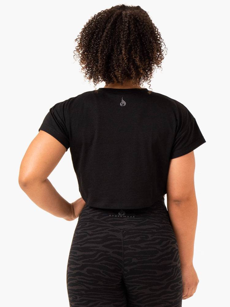 Ryderwear Women T Shirts Energy Cap Sleeve Women's T Shirts Black | CA1360AP