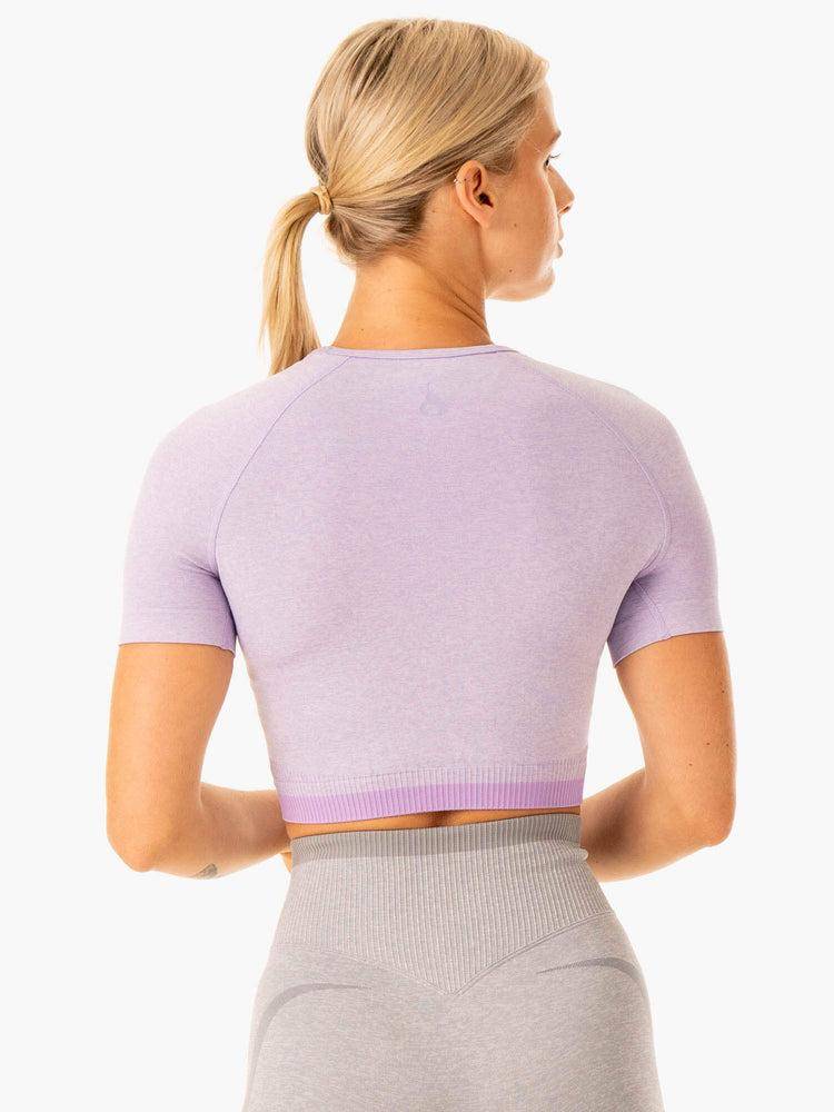 Ryderwear Women T Shirts Excel Seamless Women's T Shirts Lavender Marl | CA1398VD