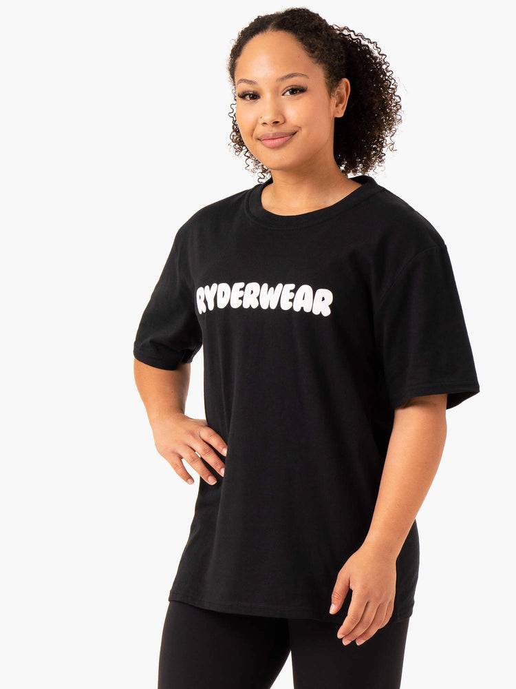 Ryderwear Women T Shirts Icon Oversized Women's T Shirts Black | CA1377WY