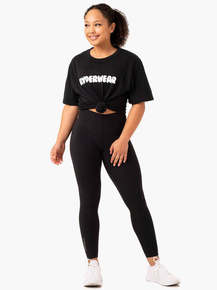 Ryderwear Women T Shirts Icon Oversized Women's T Shirts Black | CA1377WY