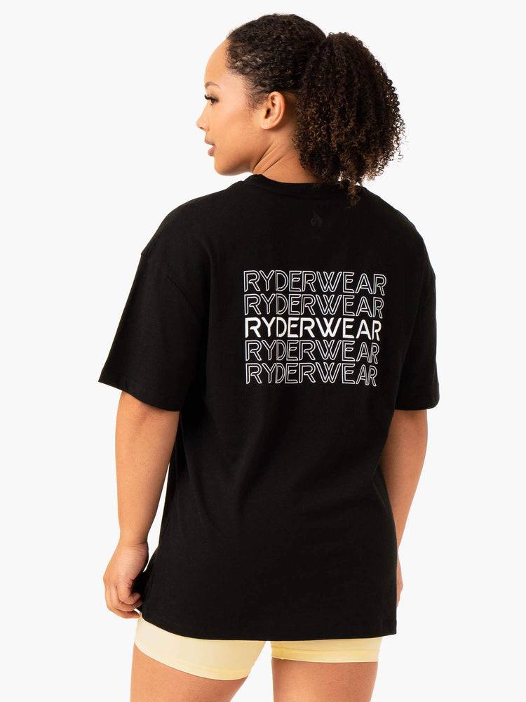 Ryderwear Women T Shirts Level Up Oversized Women's T Shirts Black | CA1362DN