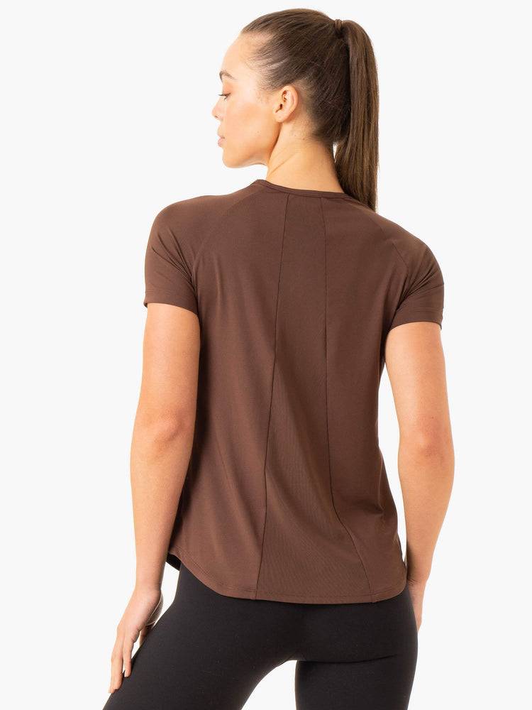 Ryderwear Women T Shirts Level Up Training Women's T Shirts Chocolate | CA1363FM