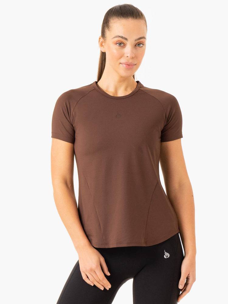 Ryderwear Women T Shirts Level Up Training Women\'s T Shirts Chocolate | CA1363FM