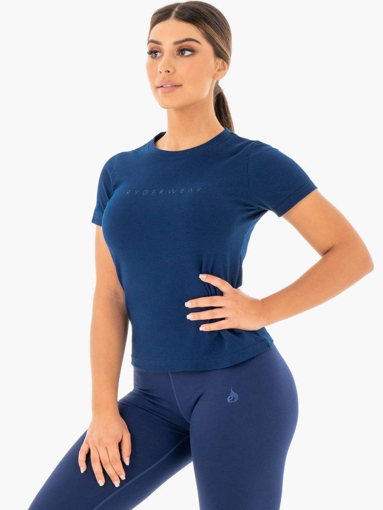 Ryderwear Women T Shirts Motion Women's T Shirts Navy | CA1465SO