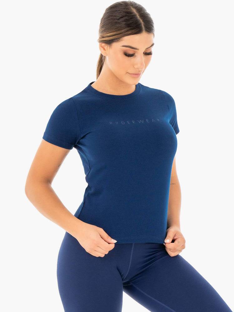 Ryderwear Women T Shirts Motion Women's T Shirts Navy | CA1465SO