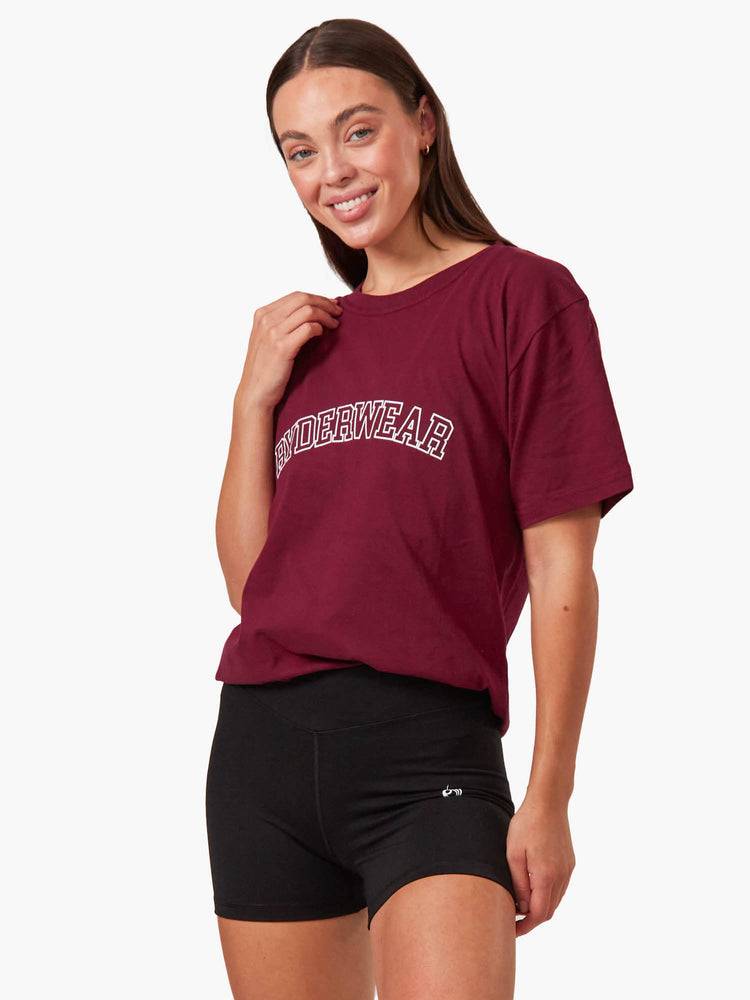 Ryderwear Women T Shirts Oversized Women's T Shirts Maroon | CA1408UT