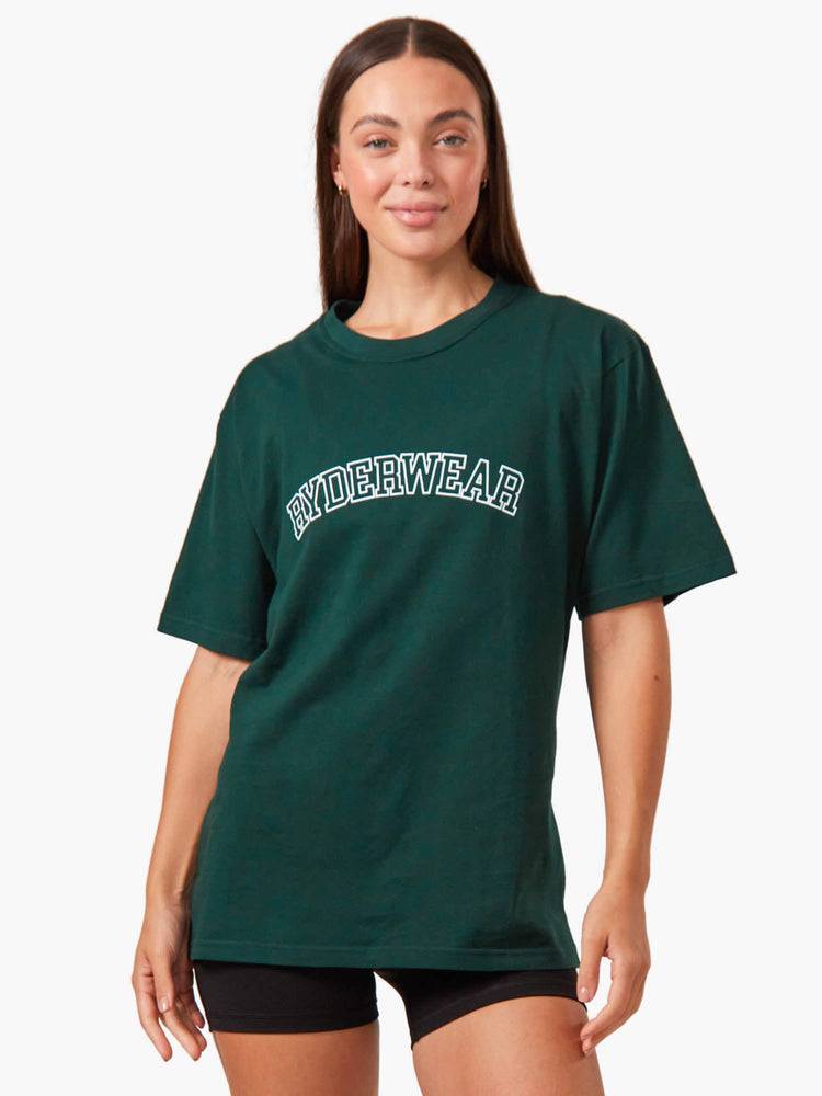 Ryderwear Women T Shirts Oversized Women\'s T Shirts Bottle Green | CA1410OR