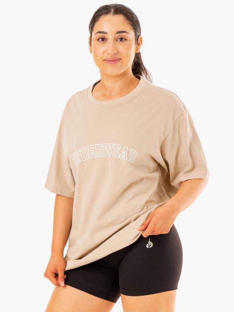 Ryderwear Women T Shirts Oversized Women's T Shirts Sandstone | CA1413SO