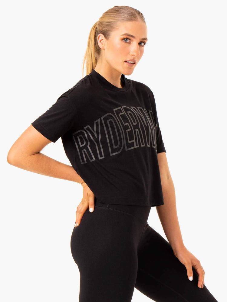 Ryderwear Women T Shirts Replay Boxy Tee Women's T Shirts Black | CA1431RW