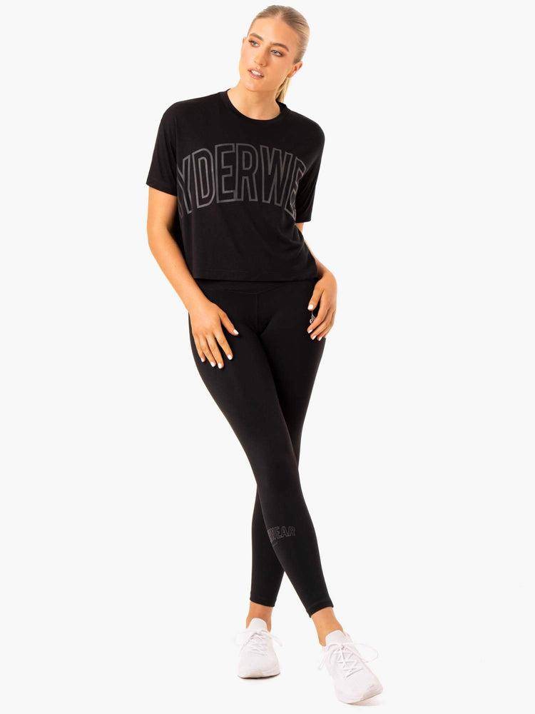 Ryderwear Women T Shirts Replay Boxy Tee Women's T Shirts Black | CA1431RW