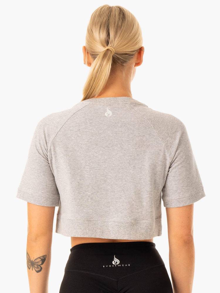 Ryderwear Women T Shirts Revival Cotton Women's T Shirts Grey Marl | CA1401MA