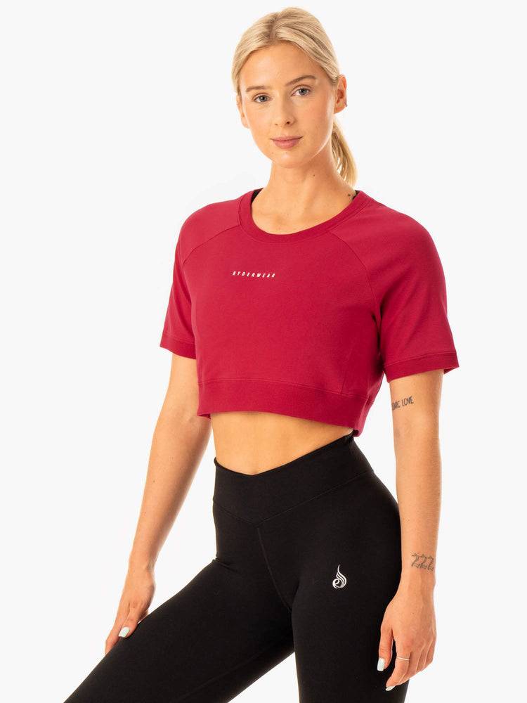 Ryderwear Women T Shirts Revival Cotton Women's T Shirts Red | CA1403WY