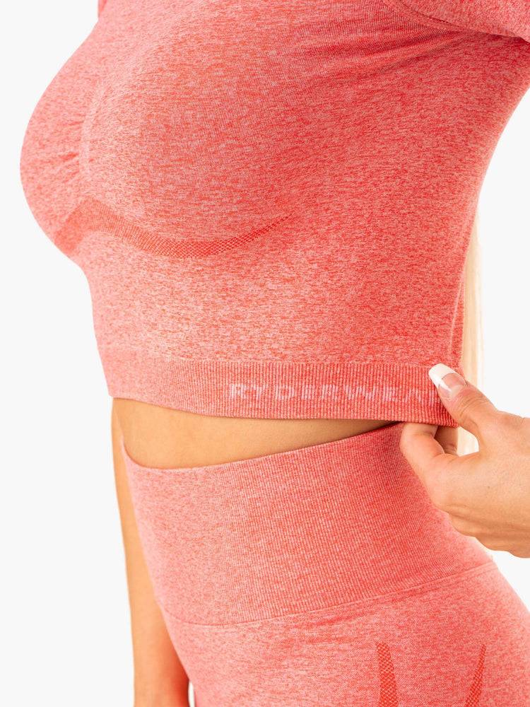 Ryderwear Women T Shirts Sculpt Seamless Women's T Shirts Peach Marl | CA1436OR