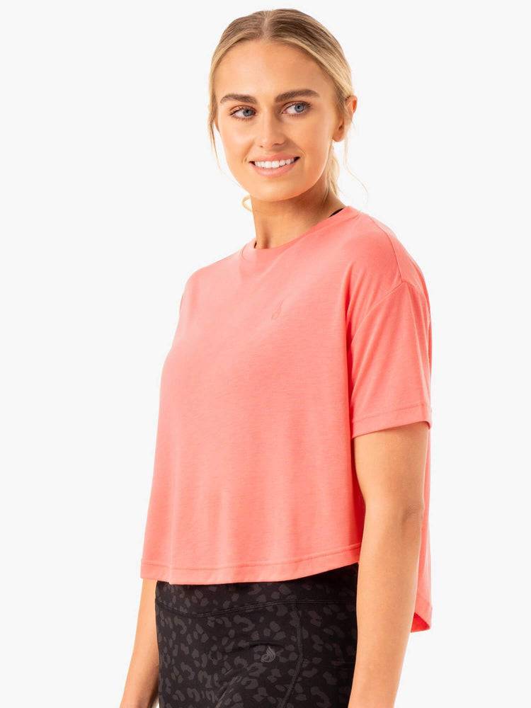 Ryderwear Women T Shirts Ultra Scoop Women's T Shirts Coral | CA1426NB