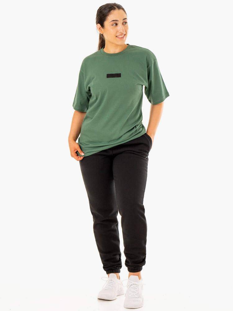 Ryderwear Women T Shirts Unisex Oversized Women's T Shirts Forest Green | CA1415FM