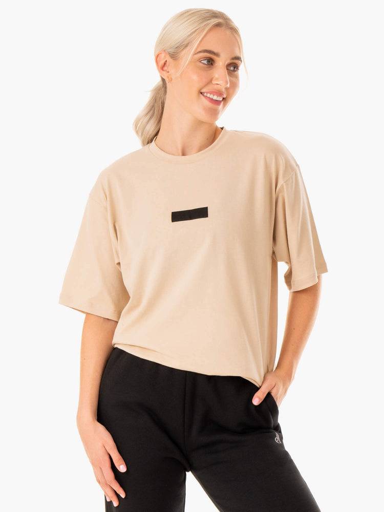 Ryderwear Women T Shirts Unisex Oversized Women's T Shirts Sand | CA1416GL