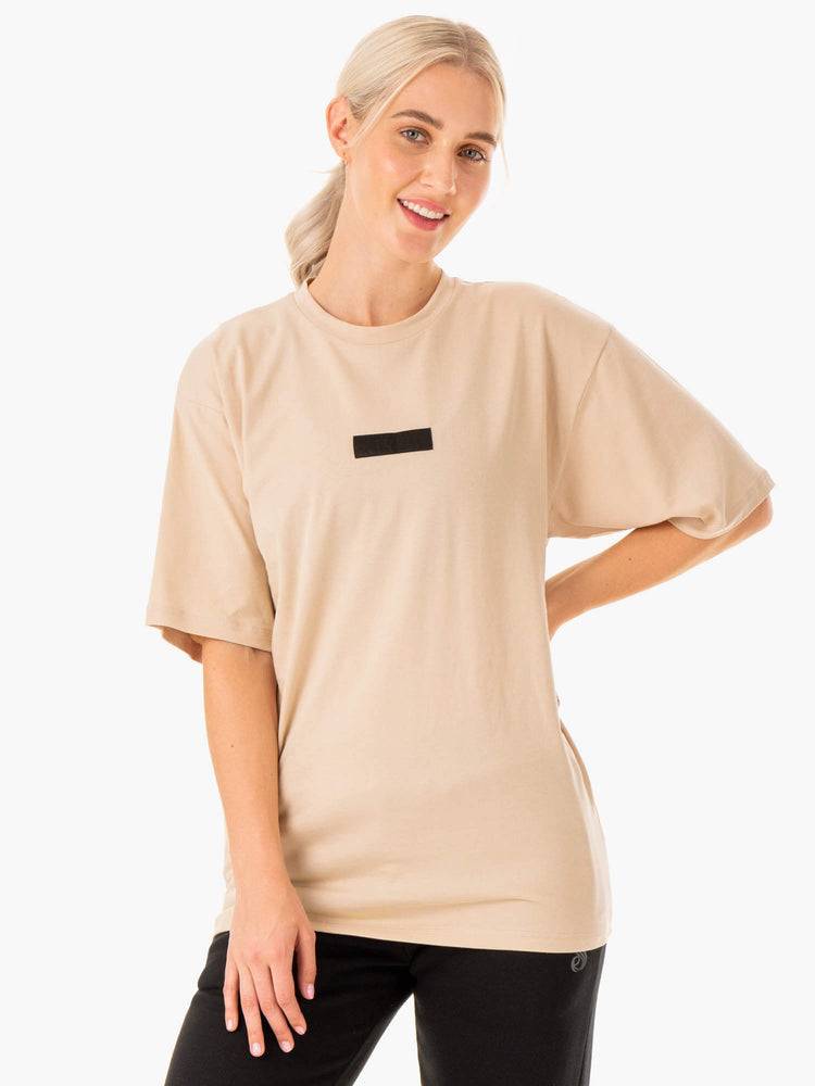 Ryderwear Women T Shirts Unisex Oversized Women's T Shirts Sand | CA1416GL