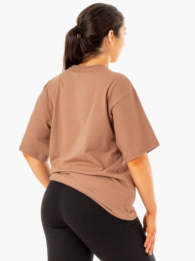 Ryderwear Women T Shirts Unisex Oversized Women's T Shirts Mocha | CA1417HK